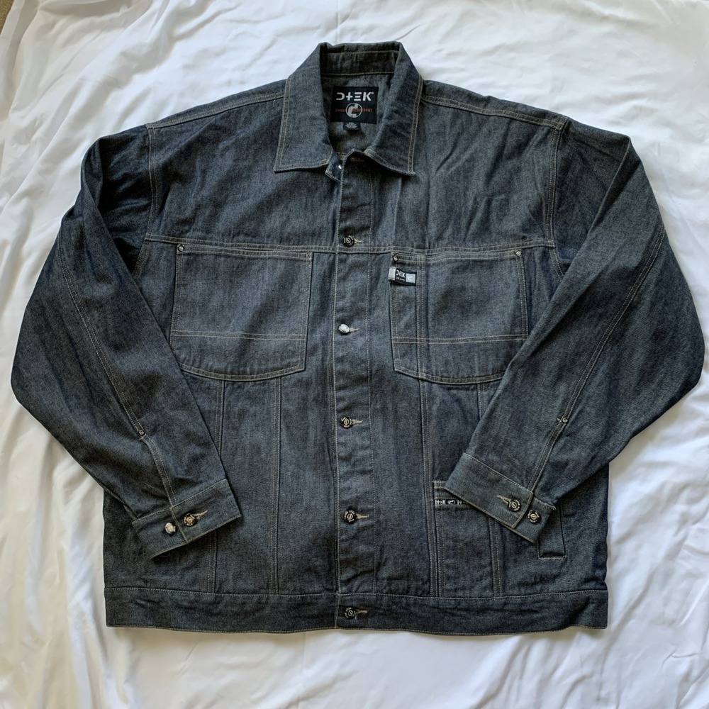Y2K DTEK Denim Technology Jean JACKET 2xl gray‎ vintage 2000 hip hop